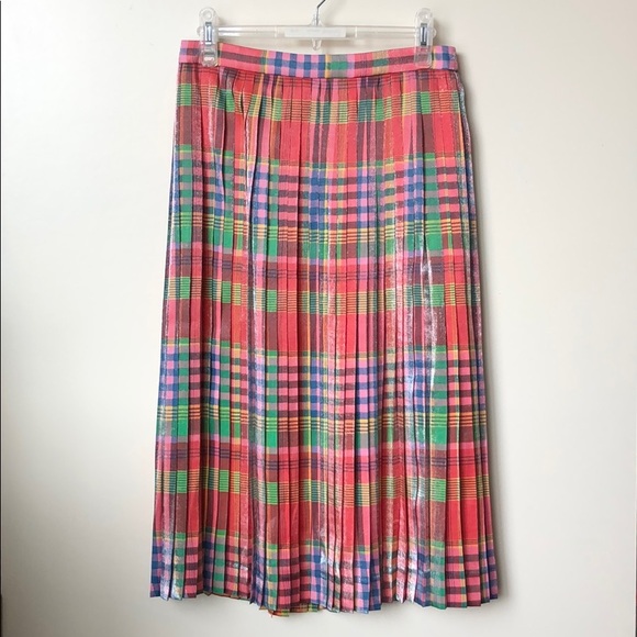 NWT JCrew spring plaid pleated skirt - Picture 1 of 5